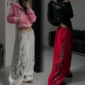 美式 爵士jazz跳舞长裤 原创爆闪烫钻宽松休闲裤 男女百搭直筒拖地裤