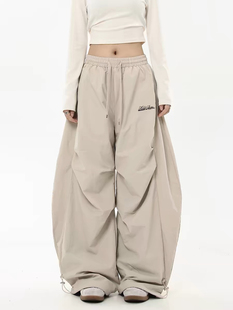 美式嘻哈hiphop宽松街舞裤子女辣妹速干伞兵裤爵士jazz直筒休闲裤