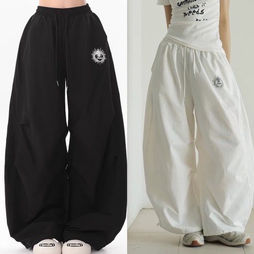 美式辣妹街舞褶皱弯刀休闲裤女嘻哈宽松爵士舞jzza阔腿速干香蕉裤