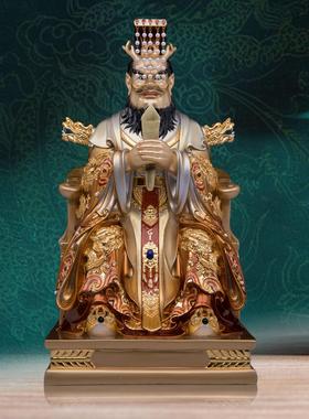龙王神像16寸纯铜彩绘摆件