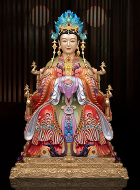 碧霞元君神像铜彩绘东岳摆件