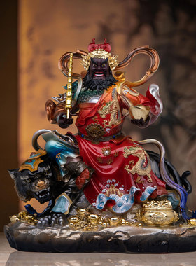 树脂赵公明神像玄坛真君骑黑虎