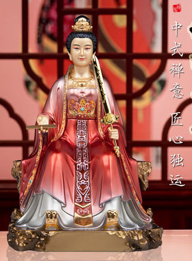 中式铜彩绘胡云花神供奉摆件