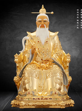 铜鎏金中式鸿钧老祖神像