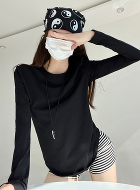 自留~白色长袖柔软亲肤防晒上衣女健身瑜伽运动休闲内搭打底衫T恤