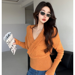 明媚韩女~温柔风羊毛套头罗纹针织上衣女秋冬百搭休闲高级感毛衣