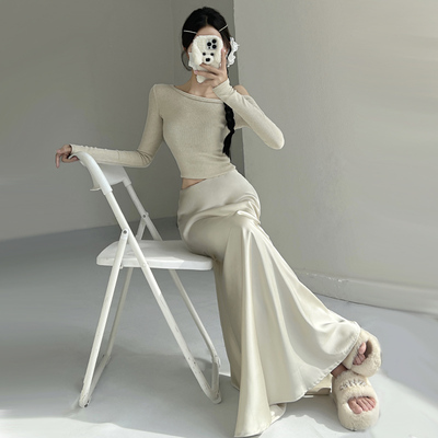 静奢风法式高级感缎面半身裙