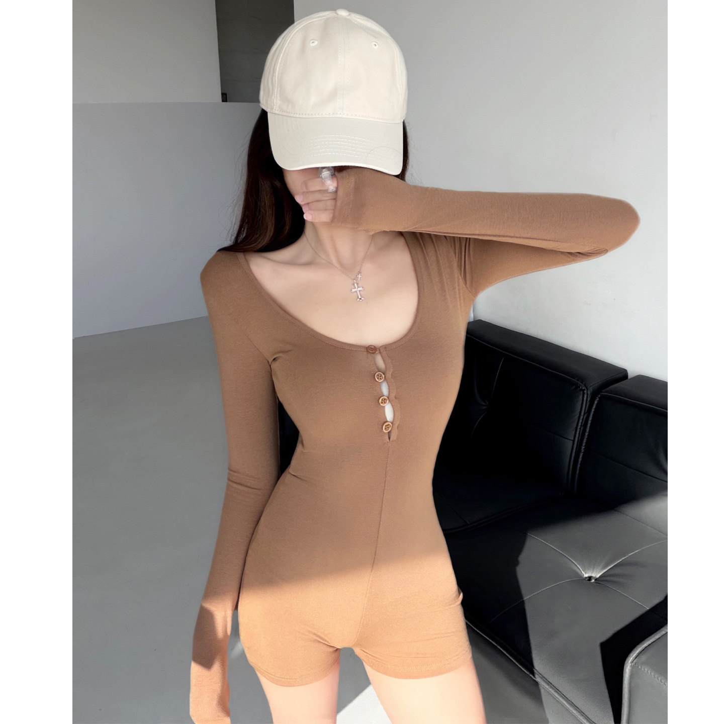 欧美辣妹长袖连体裤女春夏外穿连体衣女健身撸铁打底内搭收腰短裤,女装/女士精品,连体衣/裤,淘宝优惠券,粉丝福利购,淘宝优惠卷