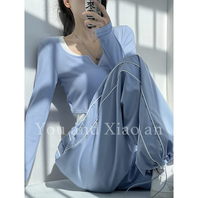 美式辣妹撞色T恤甜心少女上衣