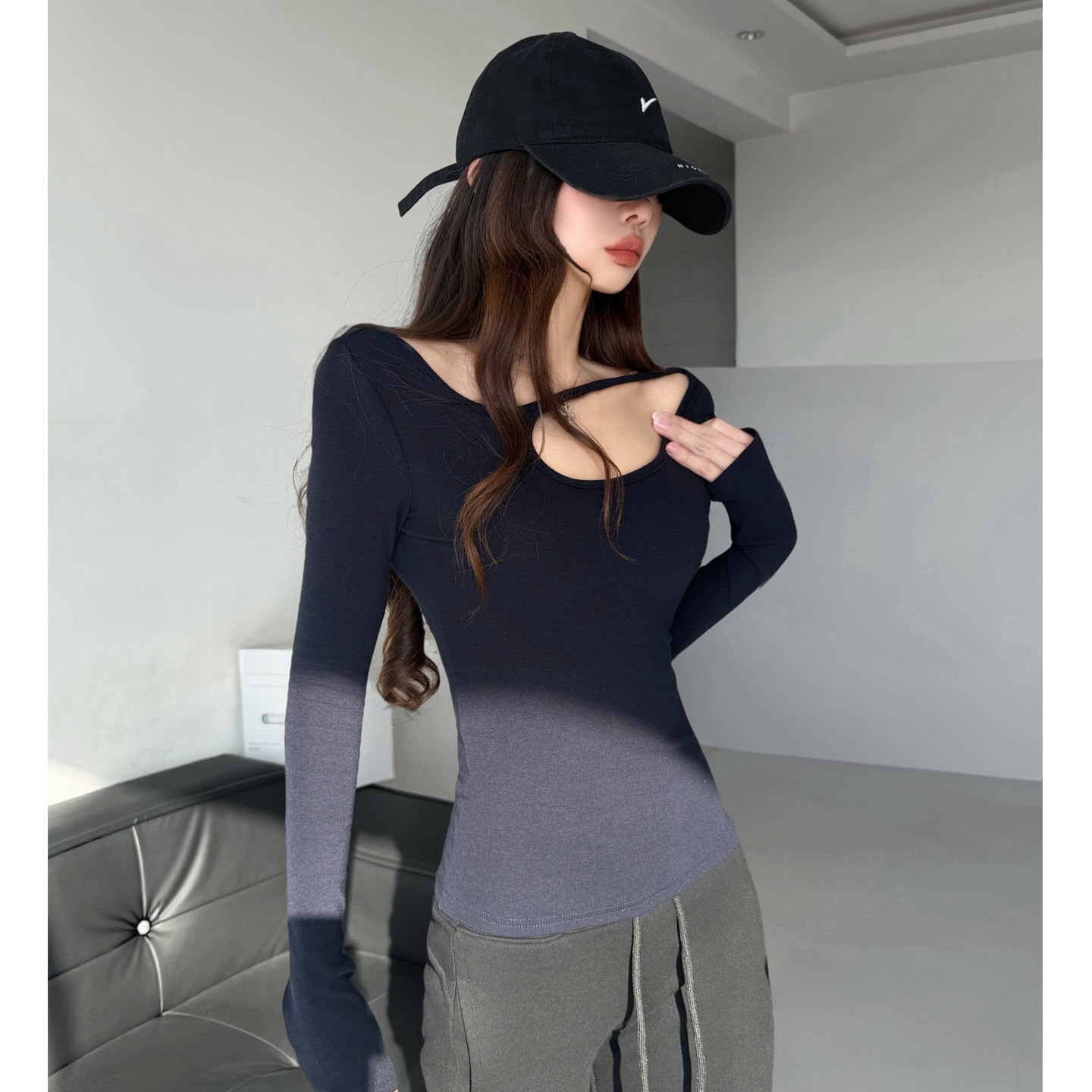 巨显身材~纯欲风露肩长袖T恤女修身显瘦内搭打底衫紧身收腰上衣,女装/女士精品,T恤,淘宝优惠券,粉丝福利购,淘宝优惠卷