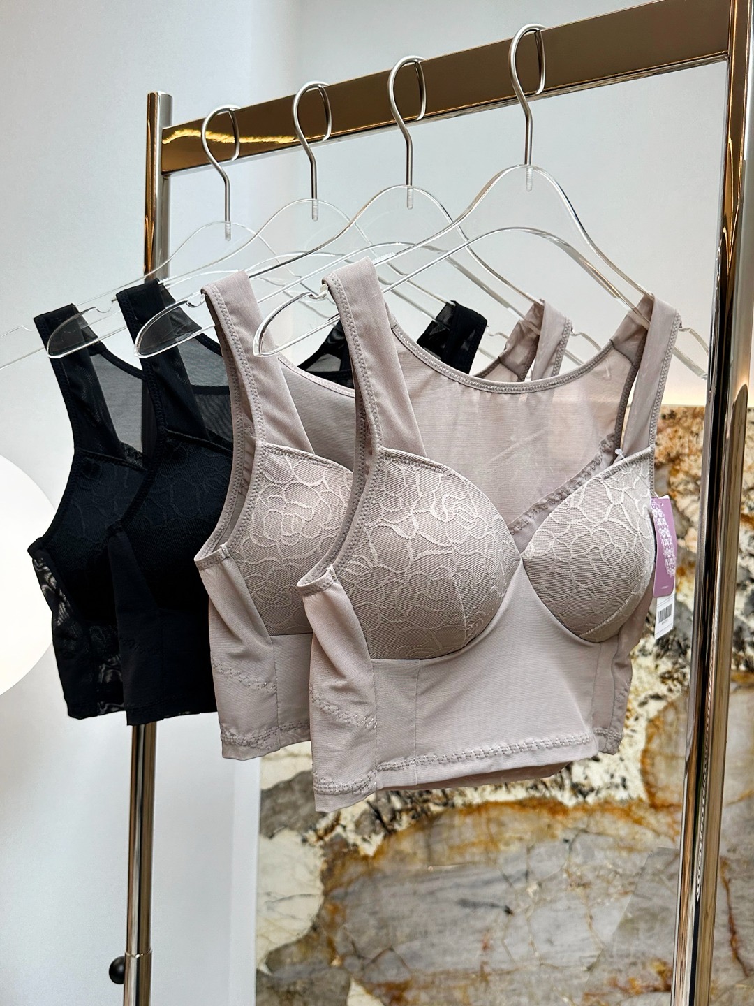 网纱蕾丝性感塑身无钢圈文胸背心