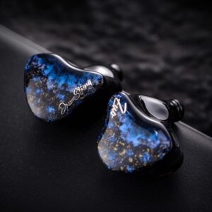 左宫羽幻砂三动圈入耳有线耳机蓝色手绘流行聆川发烧HiFi人声耳塞