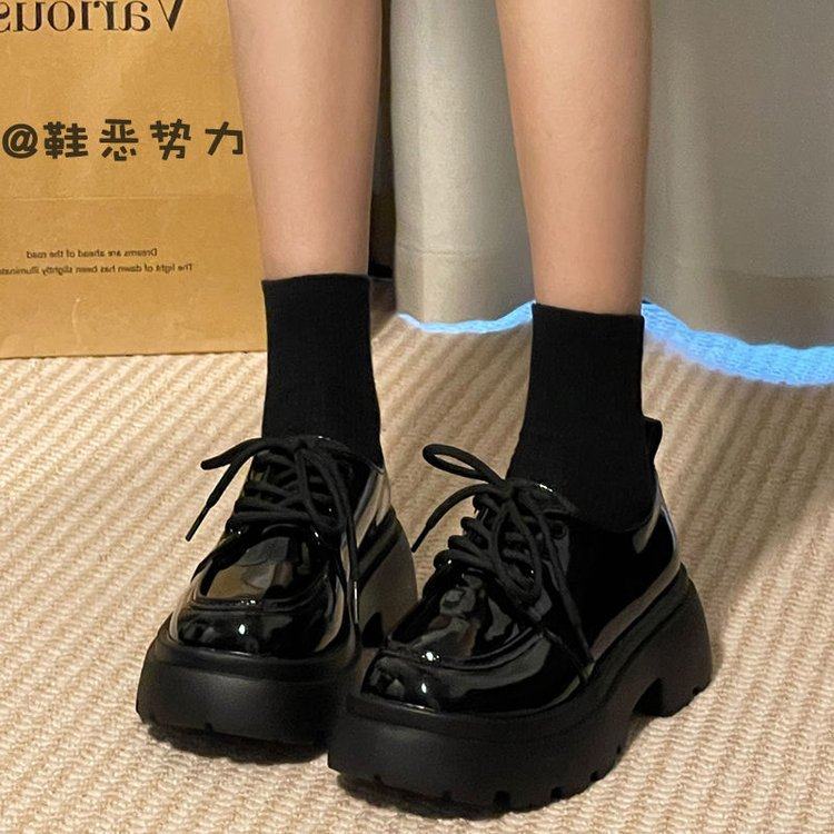 堆堆袜女搭配小皮鞋ns潮英伦学院风2025新款增高百搭日系jk单鞋子