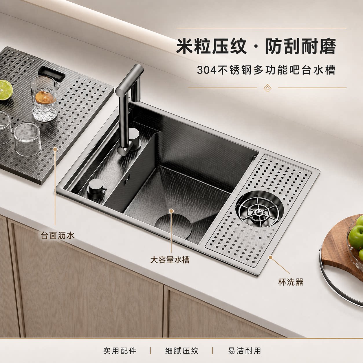隐藏式洗杯器中岛简约迷你单槽