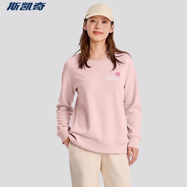 斯凯奇运动卫衣2025秋女款抓绒科技柔软保暖舒适时尚简约L425W098