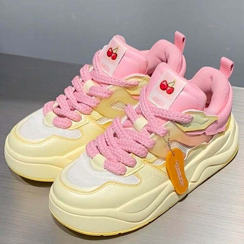 安踏女夏季厚底增高撞色板鞋