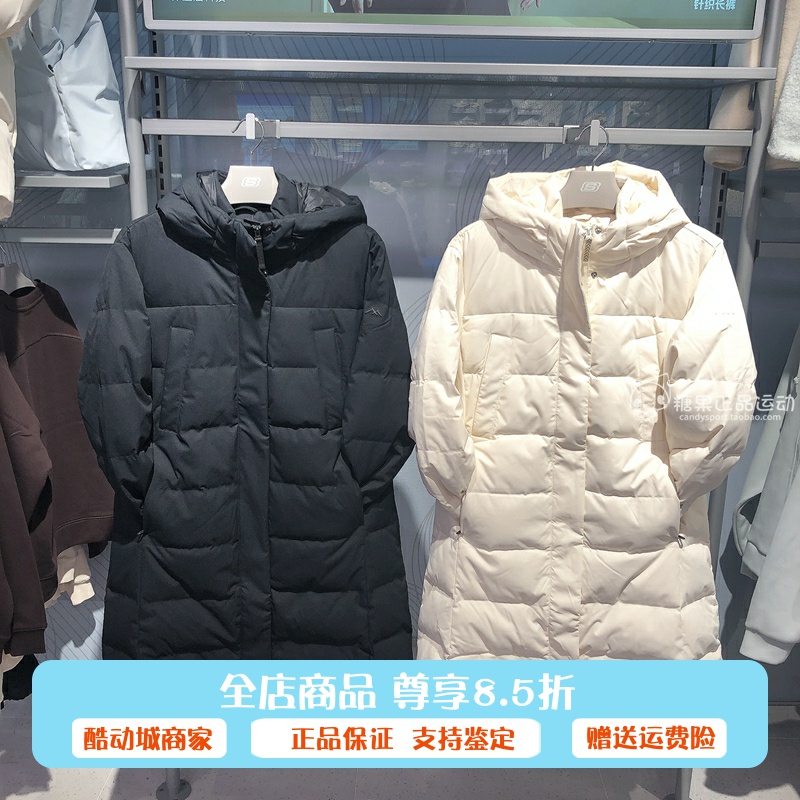 正品代购斯凯奇2024冬季女新款时尚休闲梭织长款羽绒外套L424W007