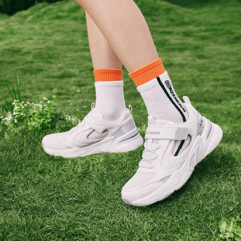 Skechers斯凯奇夏季透气休闲凉鞋男童潮流撞色镂空熊猫鞋405257L