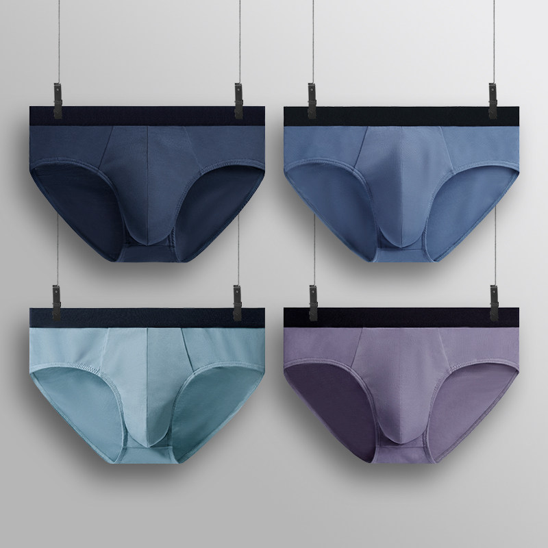 34条装男士莫代尔纤维纯色中腰 弹力透气 简约三角裤 薄款夏季内裤