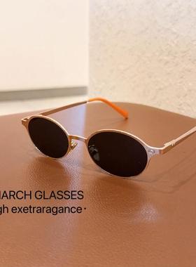 欧美风金属椭圆形太阳眼镜