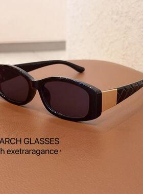 欧美复古墨镜菱格金属镜腿ins博主网红同款时尚小众法式太阳镜女