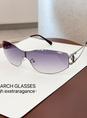 2025新款欧美中古墨镜Bella明星同款Y2K千禧辣妹风时尚金属太阳镜