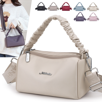 2025新款女士轻便百搭褶皱手拎手提小包单肩包通勤斜挎背包手机包