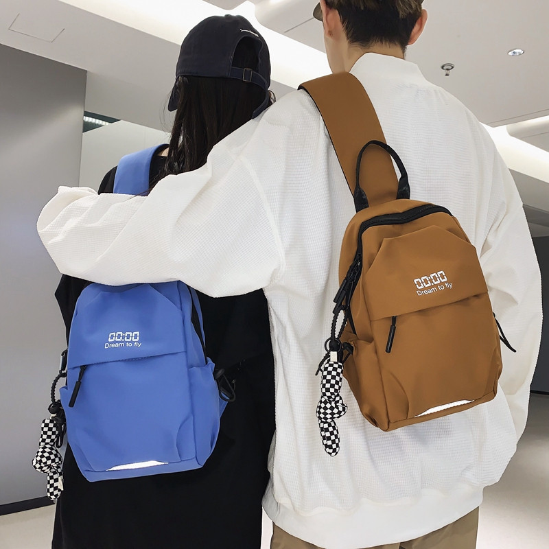 韩版时尚男士休闲尼龙布轻便胸包女生简约ins潮牌运动单肩小背包