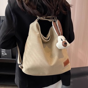 三用背包2024新款 双肩包书包女大学生帆布包女单肩斜挎包流行质感