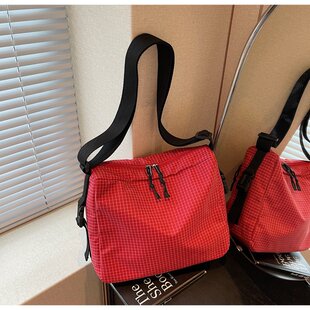 轻便大容量斜挎包包女格子帆布单肩腋下包小众百搭学生通勤托特包
