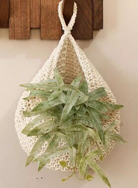 ins手工棉绳编织墙挂装饰遮丑收纳袋壁挂蔬菜绿植水果篮壁饰北欧