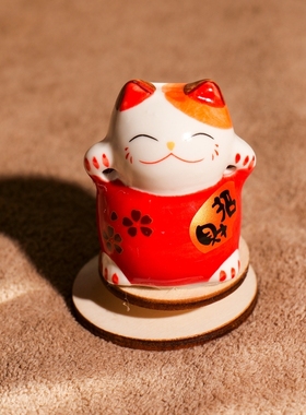 国潮发财猫旋转小摆件陶瓷