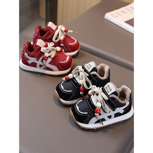 JIC冬季新款儿童加绒运动鞋男童二棉宝宝鞋子软底防滑女童学步休