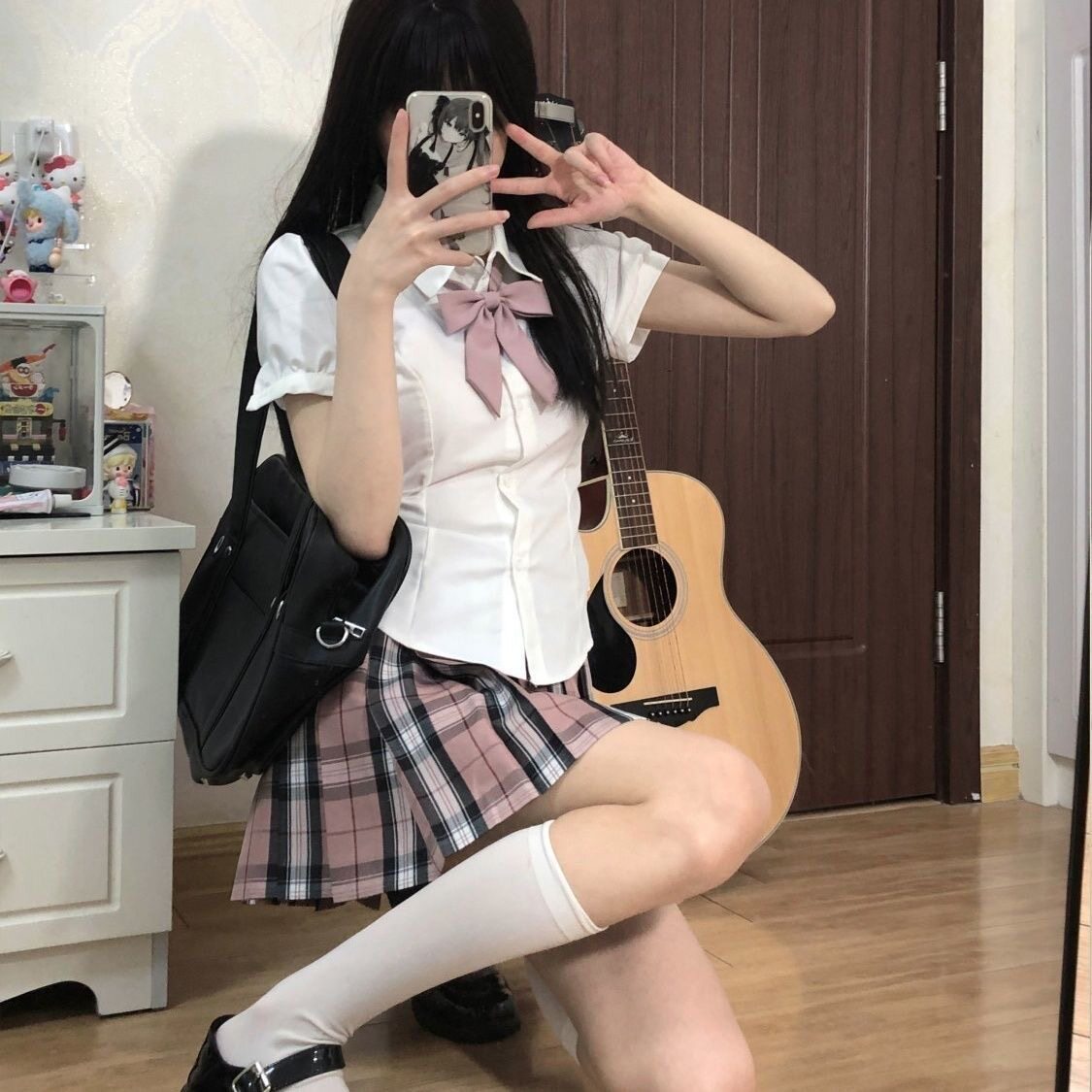 JIC夏季纯欲白色jk收腰制服衬衫女短袖泡泡袖修身设计感衬衫辣妹