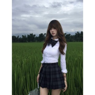 JIC原创火星institutejk制服正版高腰百褶裙狗短淑格裙收腰衬衫套
