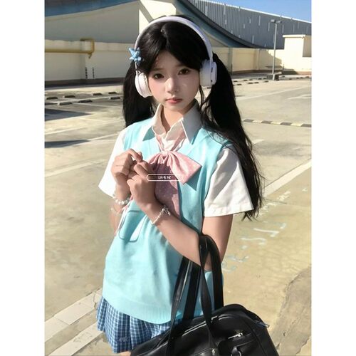 JIC学院风叠穿针织衫日系