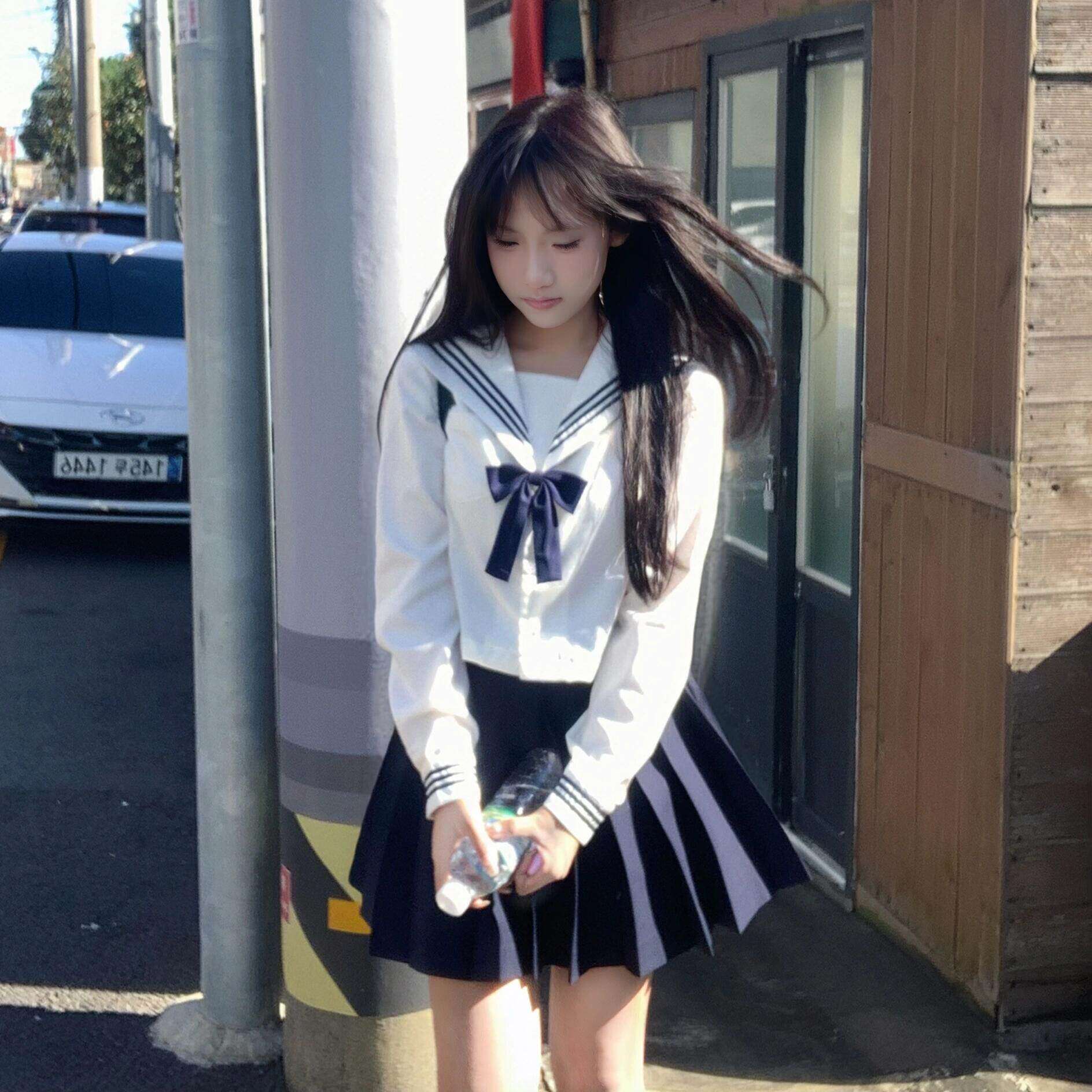 JIC学院风JK制服套装女海军领水手服长袖衬衫校供感衬衫日系甜美