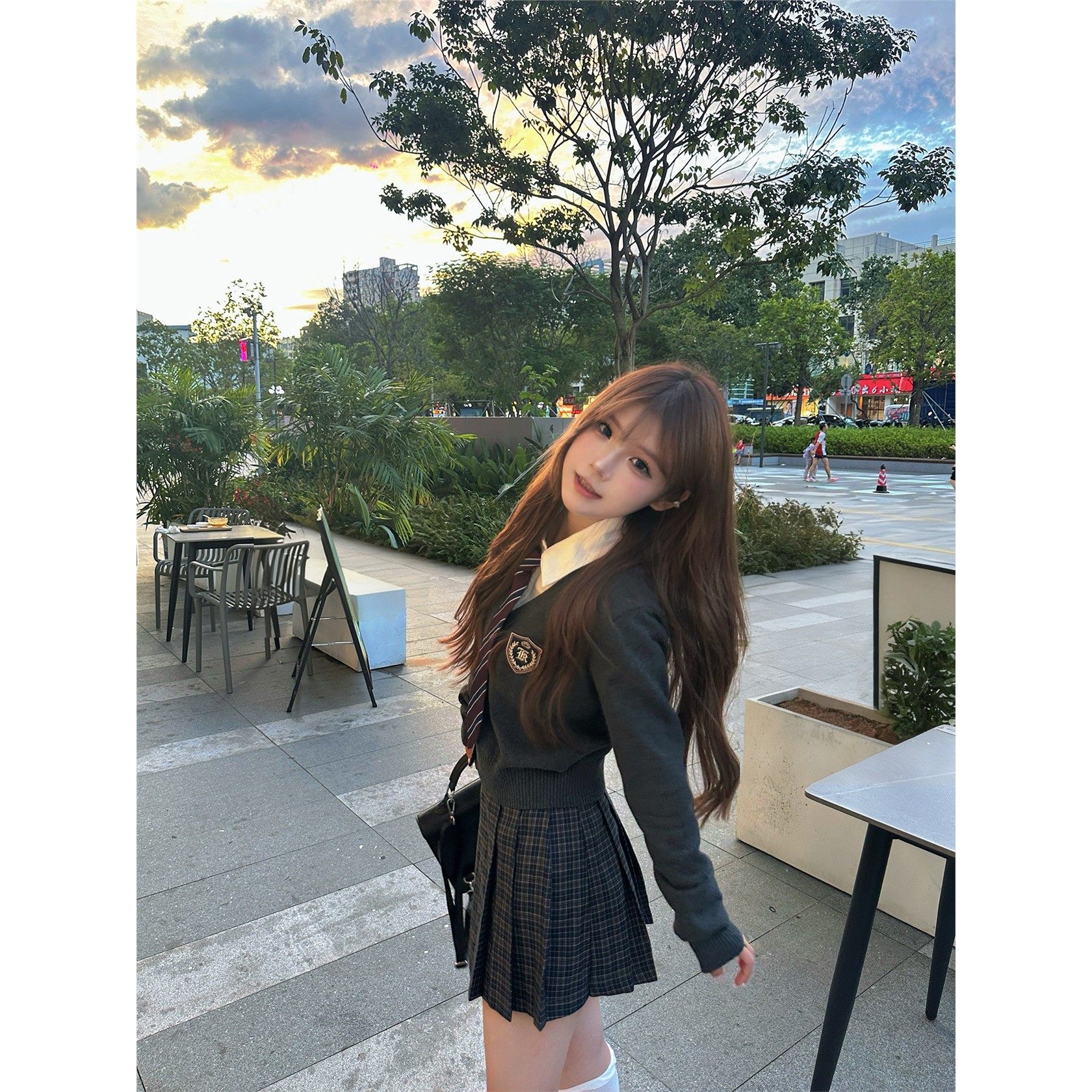 JIC返校女高/火星jk收腰毛衣外套秋冬制服套装英伦学院风针织开衫