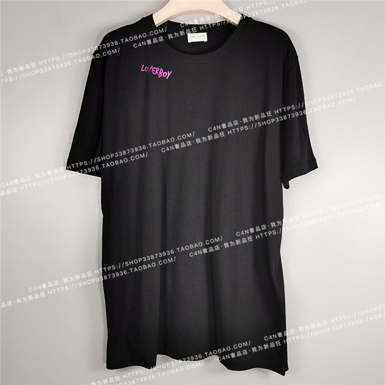 Saint laurent/YSL 圣罗兰 19秋冬 男 枚红字母印花圆领短袖T恤