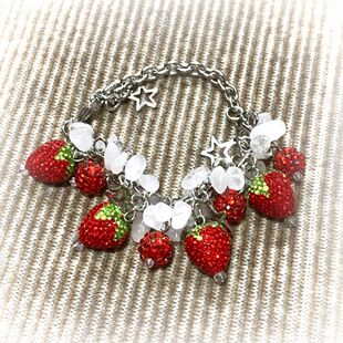闪钻草莓手链古早红草莓闪钻手链90s/y2k/千禧/复古百搭超闪手链