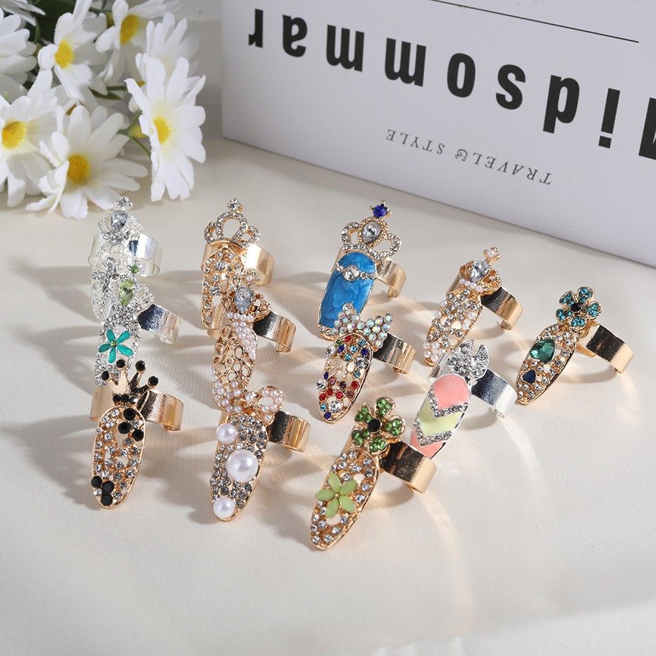 开口指甲戒指简约合金铜爱心美甲