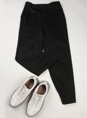 新款束脚裤男黑色纯色休闲裤锥形西裤春秋痞帅棉弹裤配马丁靴裤子
