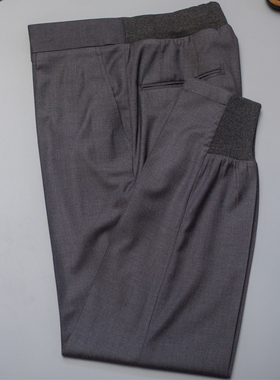 春夏新款中灰浅灰色薄款束脚裤商务高腰微弹休闲裤弹力螺纹松紧腰