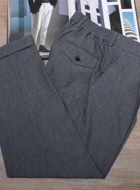 HUMBLE MAN春秋新款灰色弹力中腰九分裤那不勒斯松紧腰休闲男西裤