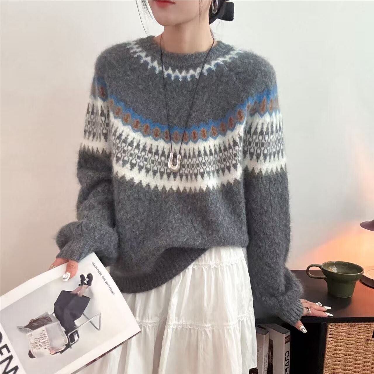 20年新款常规款针织套头羊毛羊绒长袖打底衫