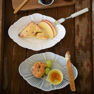 珈琏X 日本studio m Pluie甜美椭圆盘色拉盆陶瓷深盘甜点碗9英寸