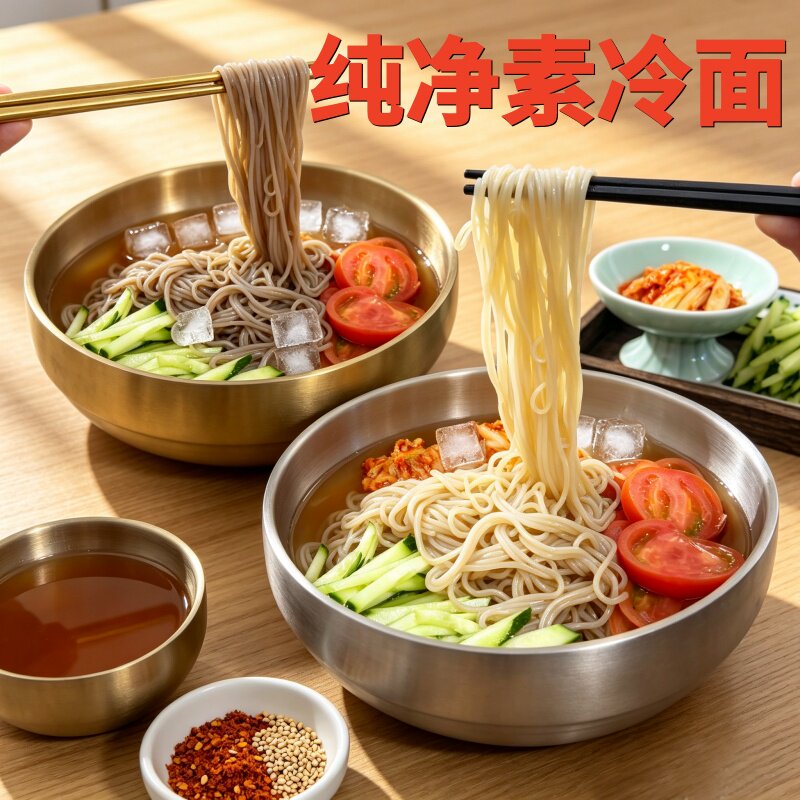 纯素东北酸甜大冷面全素无蒜荞麦面粗糖凉面无五辛净素食小吃冷面