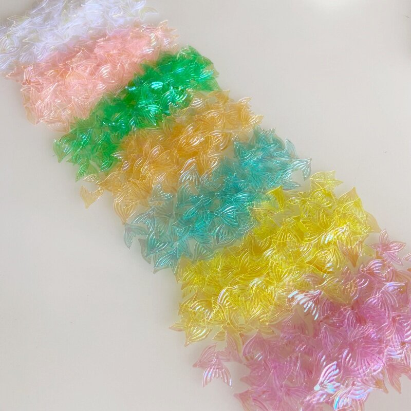 400片透明彩果冻色鱼尾亮片无孔滴胶填充材料DIY手工制作饰品配件