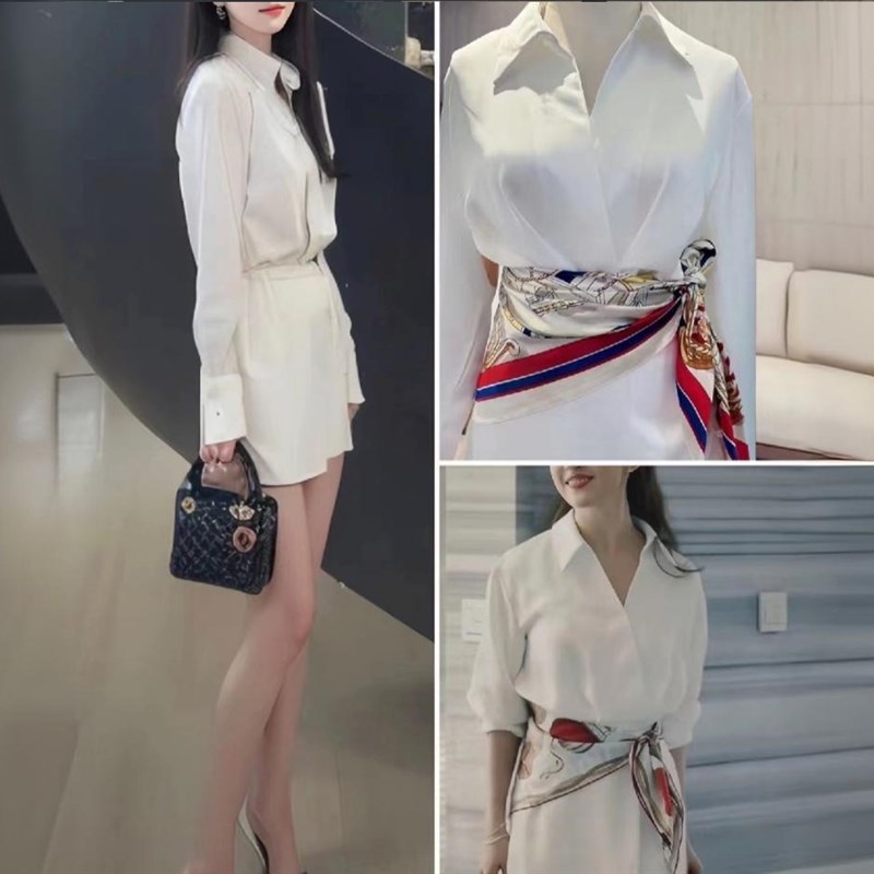 腰间丝巾热剧玫瑰的故事穿搭明星同款缎面女90大方巾防晒遮阳围巾