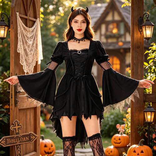 万圣节服装女巫裙恶魔cos